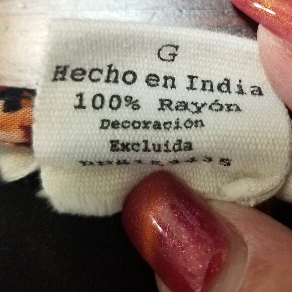 Beach Lunch Lounge Dress Black Floral Knee Length Boho Peasant Prairie Sz L - Picture 9 of 12